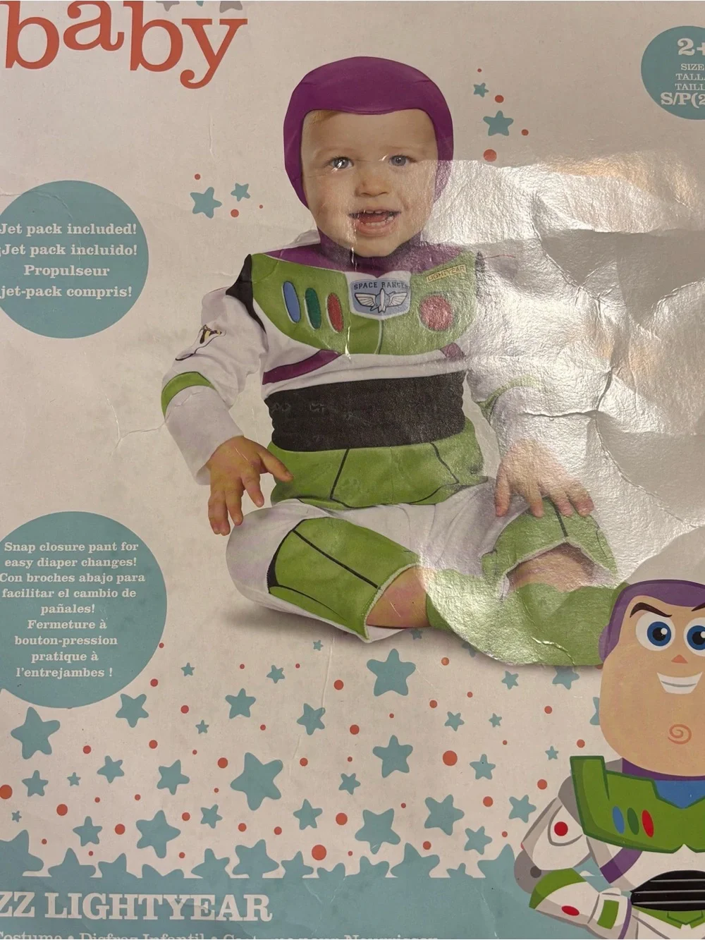 Disney Baby 2T Toy Story Buzz Lightyear-Inspired Outfit -White, Green & Purple